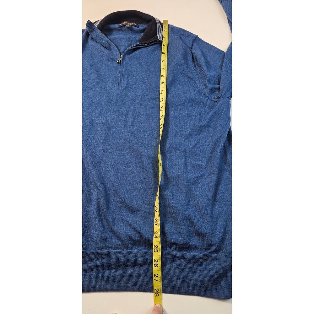 Brooks brothers blue 1/4 zip 100% merino wool EUC preppy casual warm winter XL - Picture 7 of 8